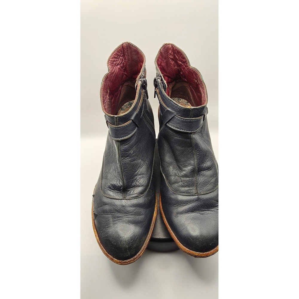 El Naturalista Black Leather Ankle Boots Sculpted Heel EU 37 Yellow Stitching - Picture 2 of 8